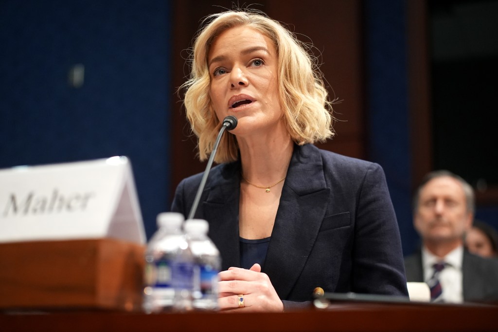 Katherine Maher, President and CEO of National Public Radio, testifying during a chamber and hearing of the Government Reform Committee in the US Capitol.