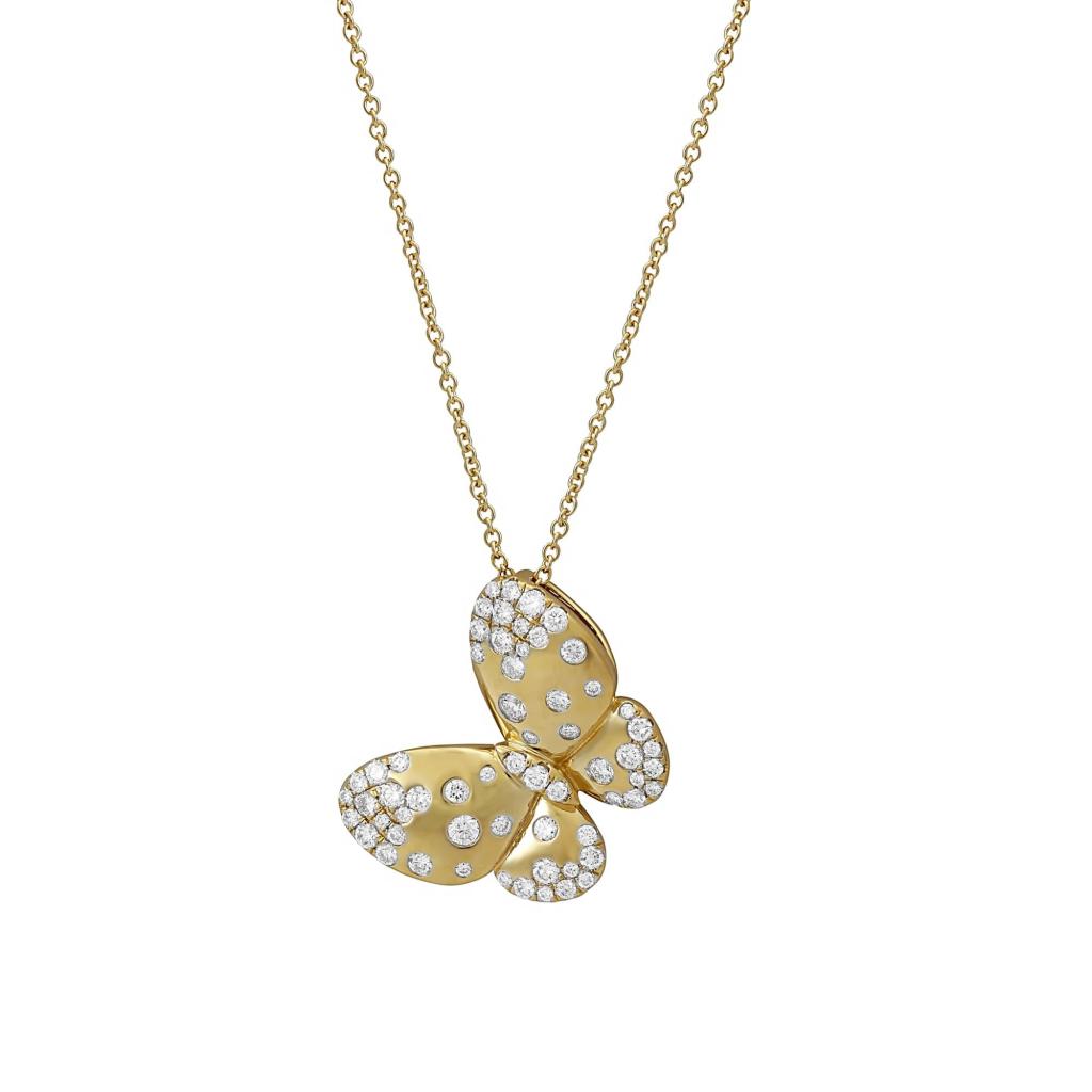 Necklace Butterfly Collection London London in London in London in 18-K yellow gold with diamonds, available in London Jewelers
