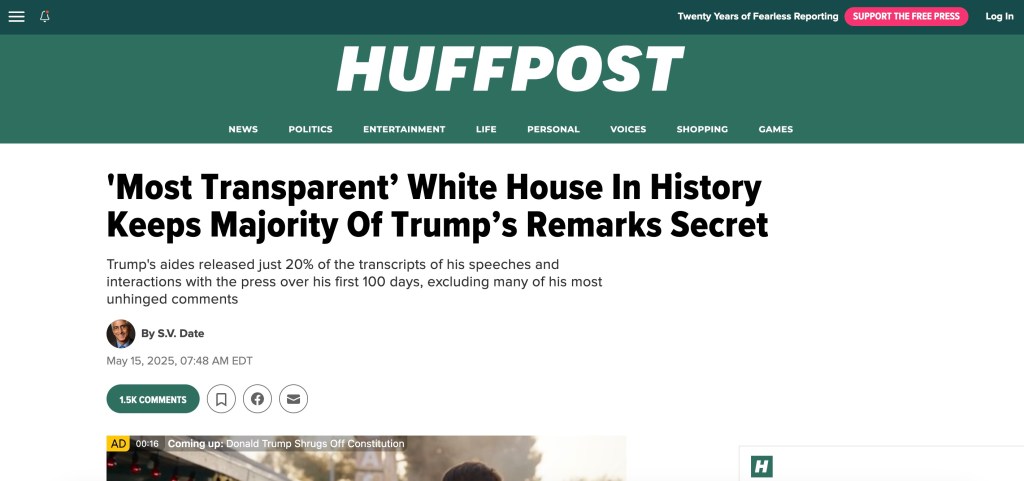 HuffPost screen view